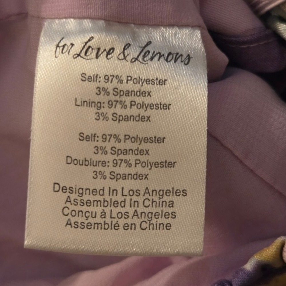 For Love & Lemons Cassia Blue Yellow Purple‎ Floral Print Cropped Top, Sz XS - Picture 11 of 12